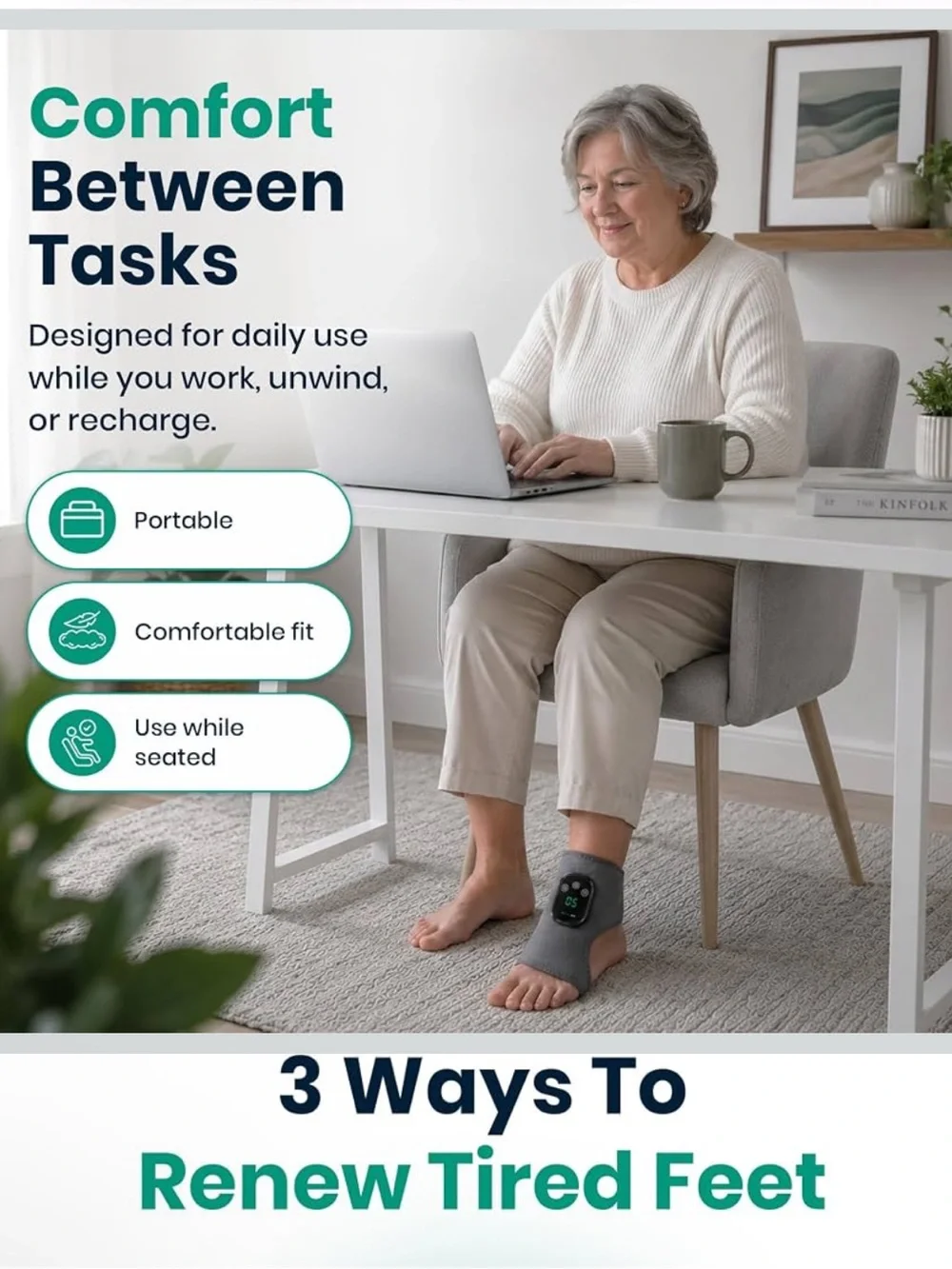 Rejuvacare Advanced Foot Renew Triple Method Foot & Ankle Massager New
